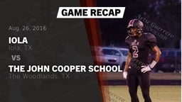 Recap: Iola  vs. The John Cooper School 2016