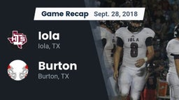 Recap: Iola  vs. Burton  2018