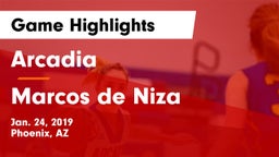 Arcadia  vs Marcos de Niza Game Highlights - Jan. 24, 2019