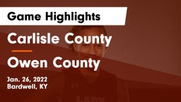 Carlisle County  vs Owen County  Game Highlights - Jan. 26, 2022