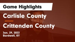 Carlisle County  vs Crittenden County  Game Highlights - Jan. 29, 2022