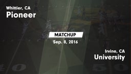Matchup: Pioneer vs. University  2016