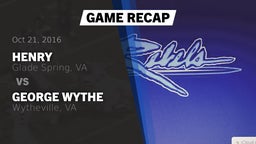 Recap: Henry  vs. George Wythe  2016