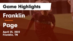 Franklin  vs Page  Game Highlights - April 25, 2022