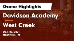 Davidson Academy  vs West Creek  Game Highlights - Dec. 20, 2021