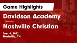 Davidson Academy  vs Nashville Christian  Game Highlights - Jan. 4, 2022
