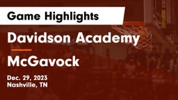 Davidson Academy  vs McGavock  Game Highlights - Dec. 29, 2023