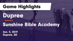 Dupree  vs Sunshine Bible Academy Game Highlights - Jan. 5, 2019