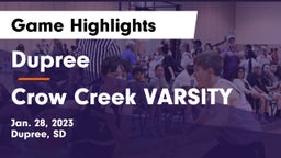 Dupree  vs Crow Creek VARSITY Game Highlights - Jan. 28, 2023