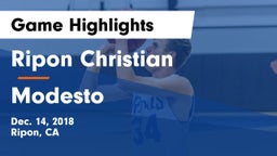 Ripon Christian  vs Modesto  Game Highlights - Dec. 14, 2018