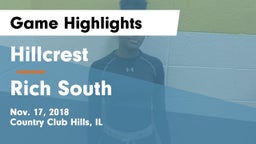 Hillcrest  vs Rich South  Game Highlights - Nov. 17, 2018