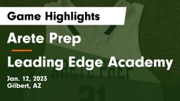 Arete Prep vs Leading Edge Academy Game Highlights - Jan. 12, 2023