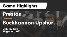 Preston  vs Buckhannon-Upshur  Game Highlights - Dec. 15, 2023