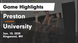 Preston  vs University  Game Highlights - Jan. 10, 2020