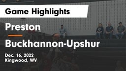 Preston  vs Buckhannon-Upshur  Game Highlights - Dec. 16, 2022