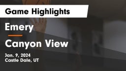 Emery  vs Canyon View  Game Highlights - Jan. 9, 2024