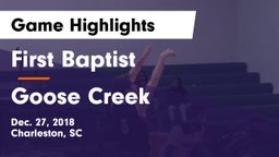 First Baptist  vs Goose Creek Game Highlights - Dec. 27, 2018