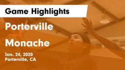 Porterville  vs Monache  Game Highlights - Jan. 24, 2020