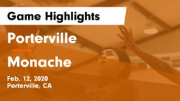 Porterville  vs Monache  Game Highlights - Feb. 12, 2020