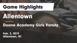 Allentown  vs Doane Academy Girls Varsity  Game Highlights - Feb. 2, 2019