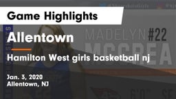 Allentown  vs Hamilton West girls basketball nj Game Highlights - Jan. 3, 2020