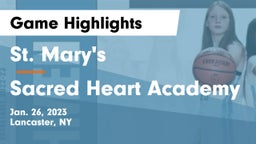 St. Mary's  vs Sacred Heart Academy Game Highlights - Jan. 26, 2023