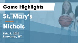 St. Mary's  vs Nichols  Game Highlights - Feb. 9, 2023