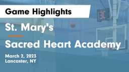 St. Mary's  vs Sacred Heart Academy Game Highlights - March 2, 2023