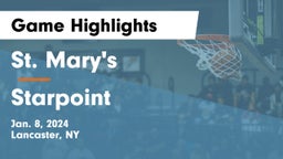 St. Mary's  vs Starpoint  Game Highlights - Jan. 8, 2024