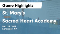St. Mary's  vs Sacred Heart Academy Game Highlights - Feb. 28, 2024