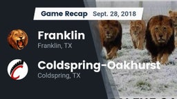 Recap: Franklin  vs. Coldspring-Oakhurst  2018