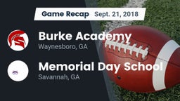 Recap: Burke Academy  vs. Memorial Day School 2018