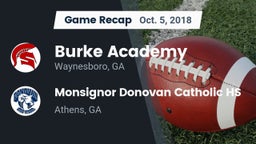 Recap: Burke Academy  vs. Monsignor Donovan Catholic HS 2018