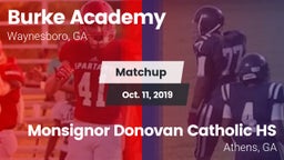 Matchup: Burke Academy vs. Monsignor Donovan Catholic HS 2019