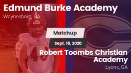 Matchup: Burke Academy vs. Robert Toombs Christian Academy  2020