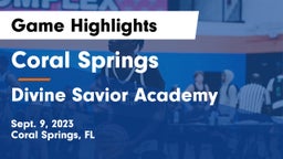Coral Springs  vs Divine Savior Academy Game Highlights - Sept. 9, 2023
