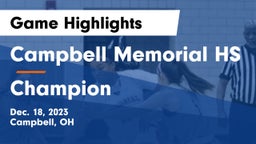Campbell Memorial HS vs Champion  Game Highlights - Dec. 18, 2023