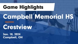Campbell Memorial HS vs Crestview  Game Highlights - Jan. 18, 2024