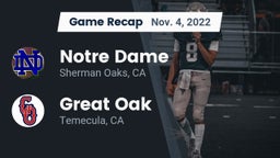 Recap: Notre Dame  vs. Great Oak  2022