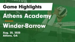 Athens Academy vs Winder-Barrow  Game Highlights - Aug. 20, 2020