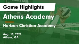 Athens Academy vs Horizon Christian Academy  Game Highlights - Aug. 10, 2021