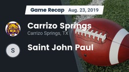 Recap: Carrizo Springs  vs. Saint John Paul 2019