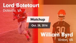 Matchup: Lord Botetourt vs. William Byrd  2016