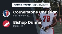 Recap: Cornerstone Christian  vs. Bishop Dunne  2018