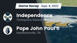 Recap: Independence  vs. Pope John Paul II  2022