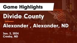 Divide County  vs Alexander , Alexander, ND Game Highlights - Jan. 2, 2024