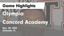 Olympia  vs Concord Academy Game Highlights - Dec. 28, 2023