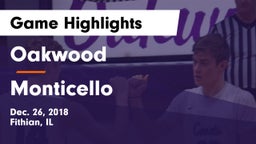 Oakwood  vs Monticello  Game Highlights - Dec. 26, 2018