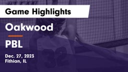 Oakwood  vs PBL Game Highlights - Dec. 27, 2023