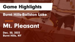 Burnt Hills-Ballston Lake  vs Mt. Pleasant  Game Highlights - Dec. 30, 2022